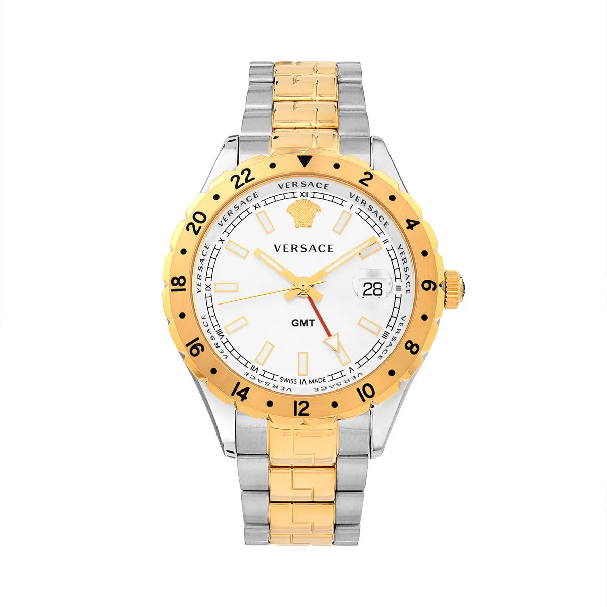  Shop Authentic Versace Hellenyium GMT Silver Dial Two Tone Steel Strap Watch for Men - V11030015 - Luxxuri
