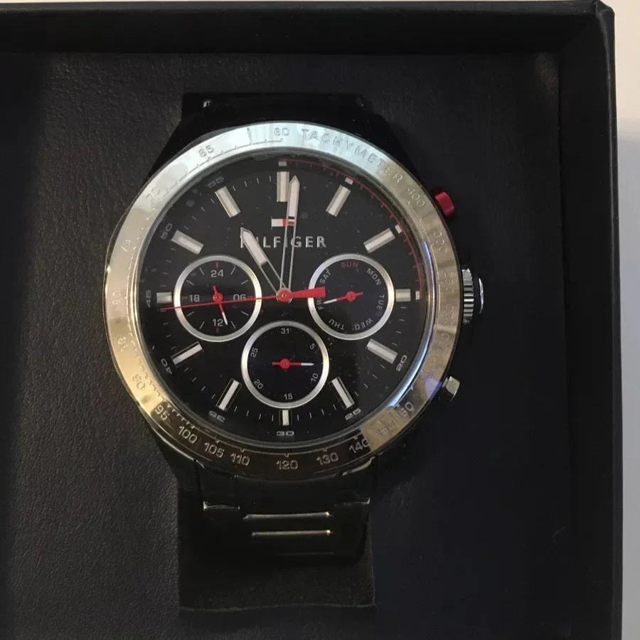  Shop Authentic Tommy Hilfiger Hudson Chronograph Quartz Blue Dial Silver Steel Strap Watch For Men - 1791228 - Luxxuri