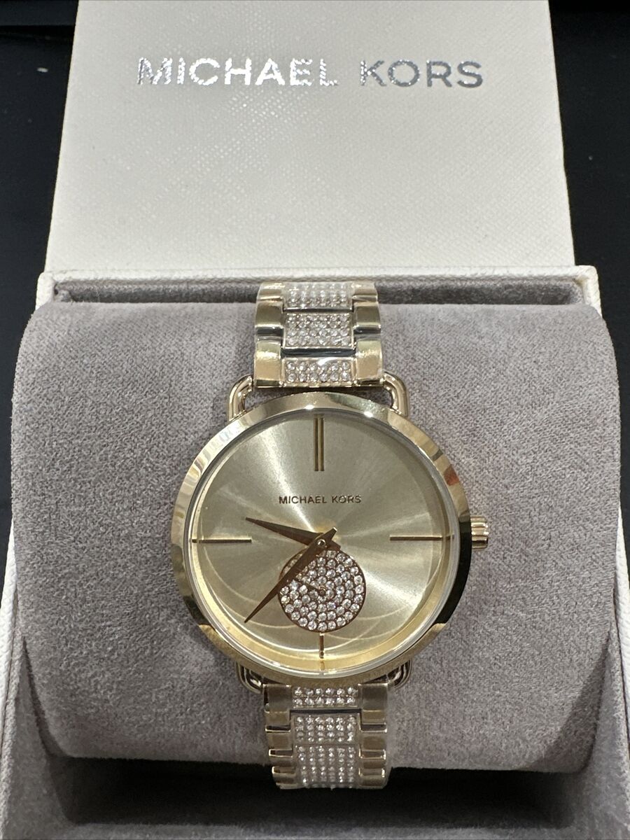  Shop Authentic Michael Kors Portia Three-Hand Crystals Gold Dial Gold Steel Strap Watch for Women - MK4602 - Luxxuri