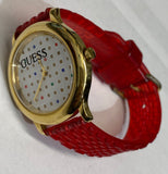  Shop Authentic Guess Trend Dragon Gold Dial Red Leather Strap Watch For Women - GW0646L1 - Luxxuri