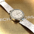  Shop Authentic Michael Kors Parker Chronograph White Dial White Leather Strap Watch For Women - MK7226 - Luxxuri