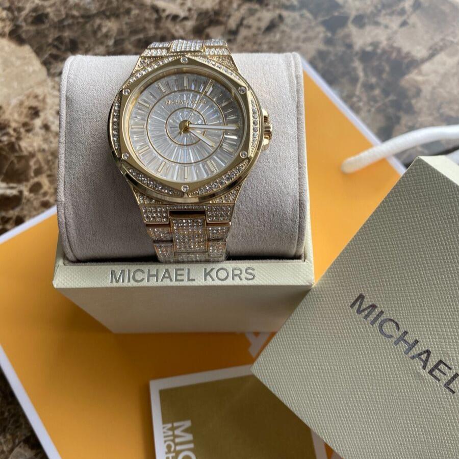  Shop Authentic Michael Kors Lennox Three Hand Crystals White Dial Gold Steel Strap Watch For Women - MK6991 - Luxxuri