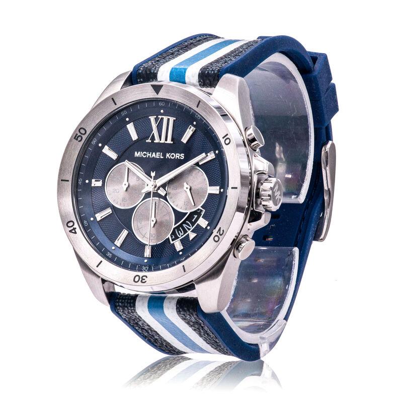  Shop Authentic Michael Kors Brecken Chronograph Blue Dial Two Tone PVC Strap Watch For Men - MK8950 - Luxxuri