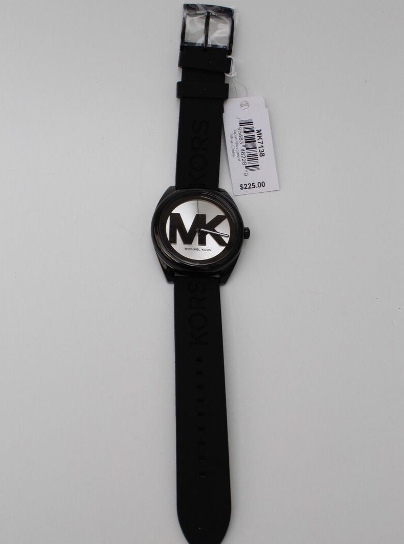  Shop Authentic Michael Kors Janelle Quartz Silver Dial Black Rubber Strap Watch For Women - MK7138 - Luxxuri