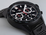  Shop Authentic Tag Heuer Carrera Automatic Chronograph Black Dial Black Rubber Strap Watch for Men - CBG2A90.FT6173 - Luxxuri