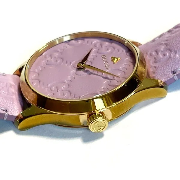  Shop Authentic Gucci G Timeless Quartz Lilac Dial Lilac Leather Strap Watch For Women - YA1264098 - Luxxuri