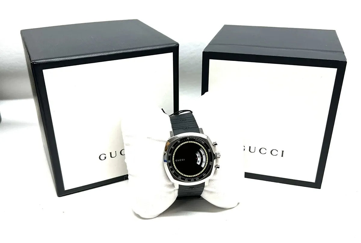  Shop Authentic Gucci Grip Chronograph Black Dial Black Rubber Strap Watch For Men - YA157301 - Luxxuri