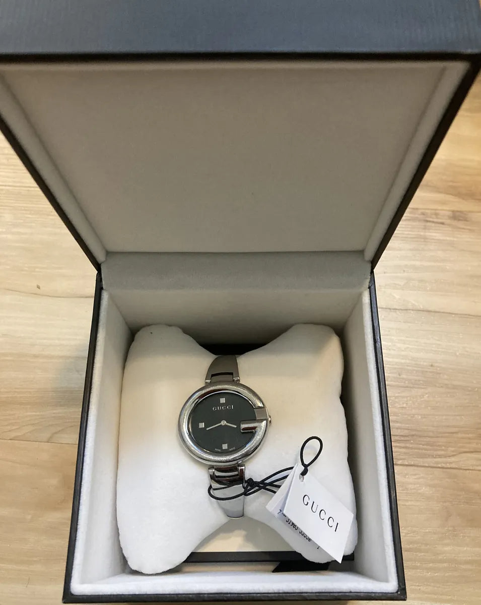 Shop Authentic Gucci Guccissima Black Dial Silver Steel Strap Watch For Women - YA134301 - Luxxuri