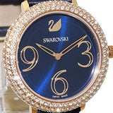  Shop Authentic Swarovski Crystal Frost Blue Dial Blue Leather Strap Watch for Women - 5484061 - Luxxuri