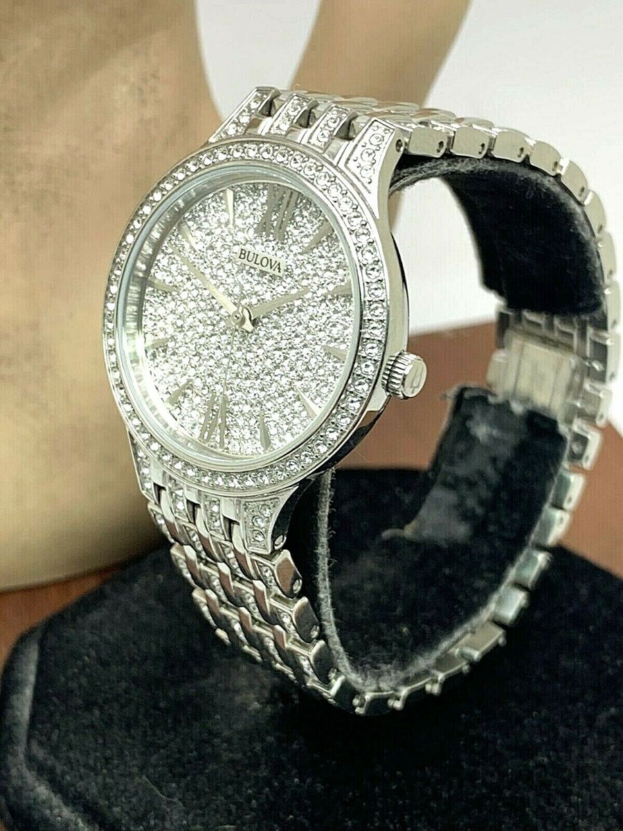  Shop Authentic Bulova Crystal Collection Silver Dial Silver Steel Strap Watch for Women - 96L243 - Luxxuri