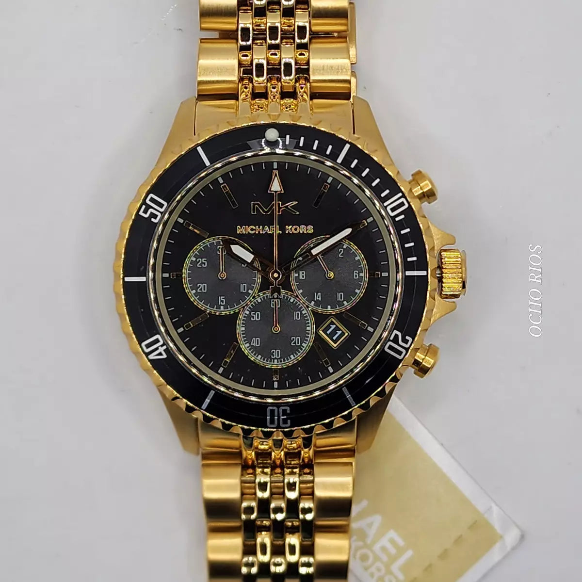  Shop Authentic Michael Kors Bayville Chronograph Black Dial Gold Steel Strap Watch For Men - MK8726 - Luxxuri