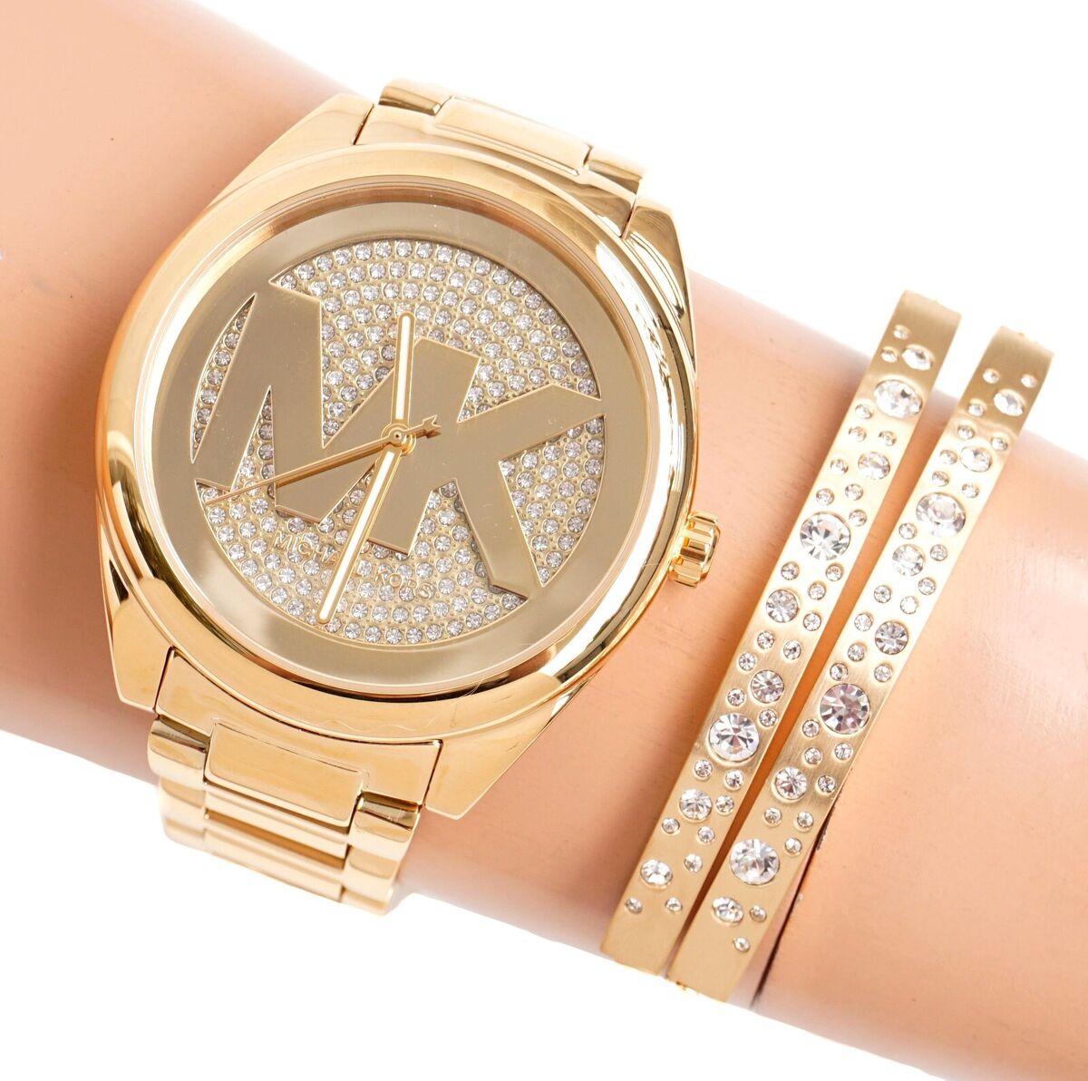  Shop Authentic Michael Kors Janelle Quartz Gold Dial Gold Steel Strap Watch For Women - MK7088 - Luxxuri