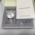  Shop Authentic Emporio Armani Gianni T Bar Quartz Silver Dial Beige Leather Strap Watch For Women - AR80007 - Luxxuri