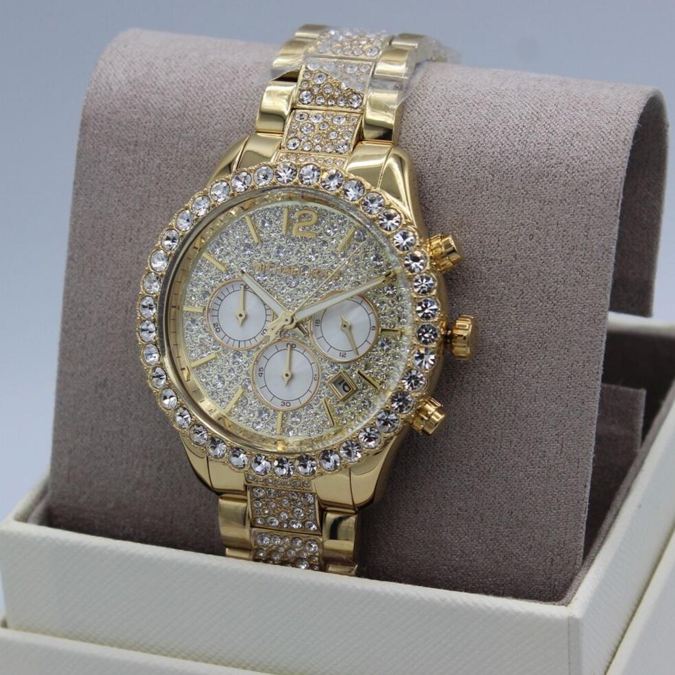  Shop Authentic Michael Kors Layton Chronograph Gold Dial Gold Steel Strap Watch For Women - MK6977 - Luxxuri