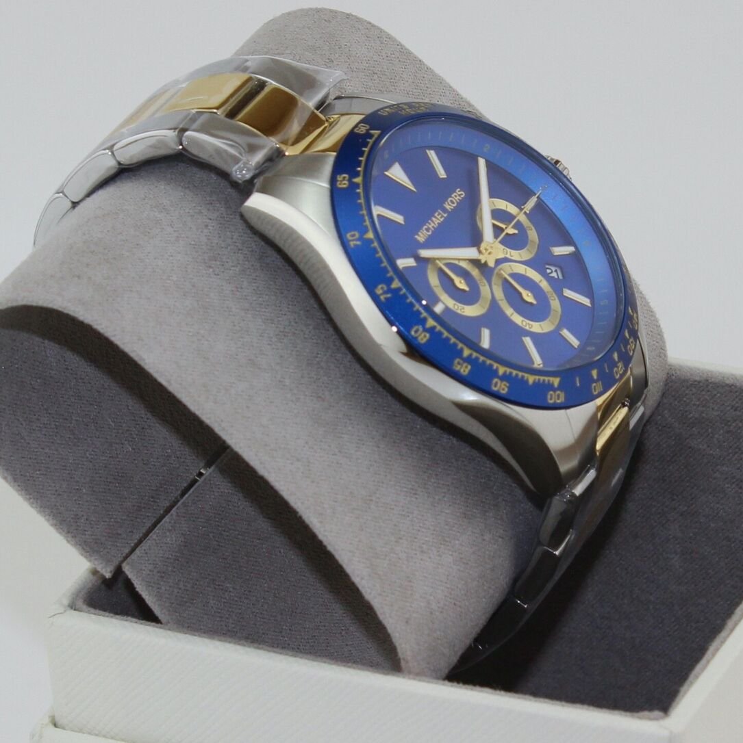  Shop Authentic Michael Kors Layton Chronograph Blue Dial Two Tone Steel Strap Watch For Men - MK8825 - Luxxuri