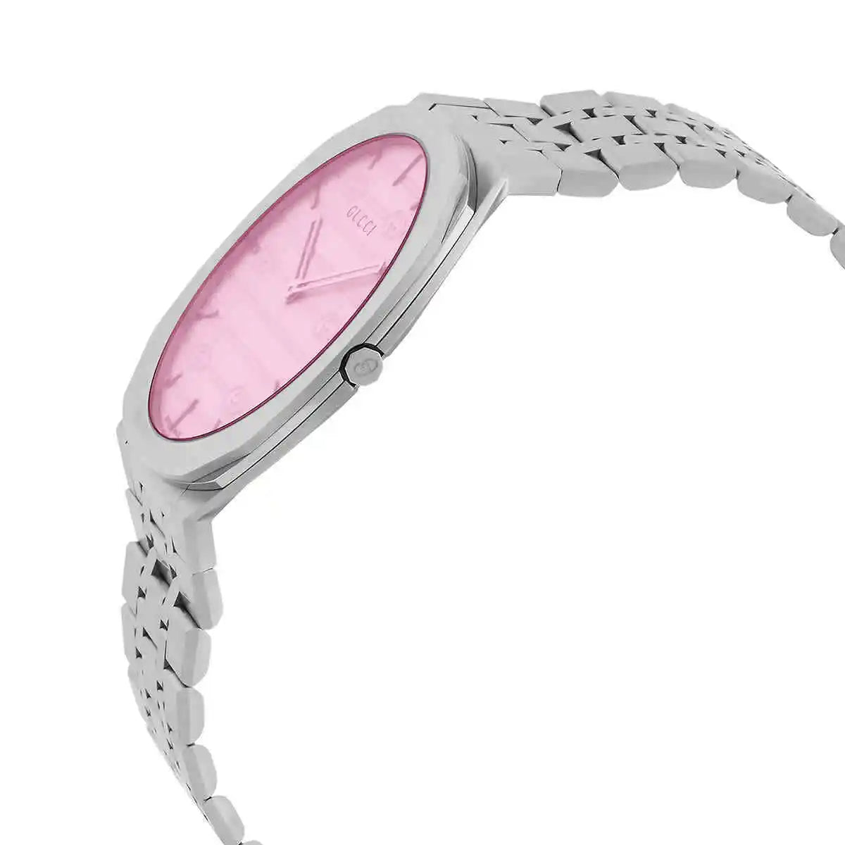  Shop Authentic Gucci 25H Quartz Pink Dial Silver Steel Strap Watch for Women - YA163410 - Luxxuri