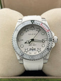  Shop Authentic Gucci Dive Quartz White Dial White Rubber Strap Watch For Men - YA136337 - Luxxuri