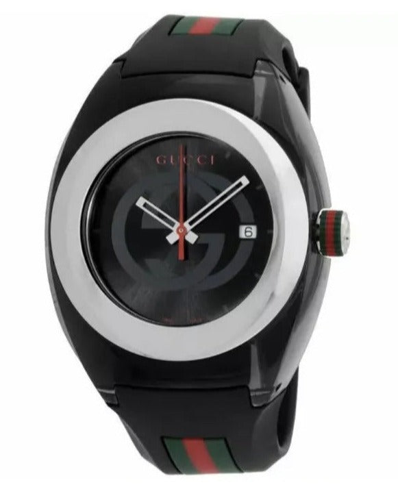  Shop Authentic Gucci Sync XXL Quartz Black Dial Black Rubber Strap Watch For Men - YA137101 - Luxxuri