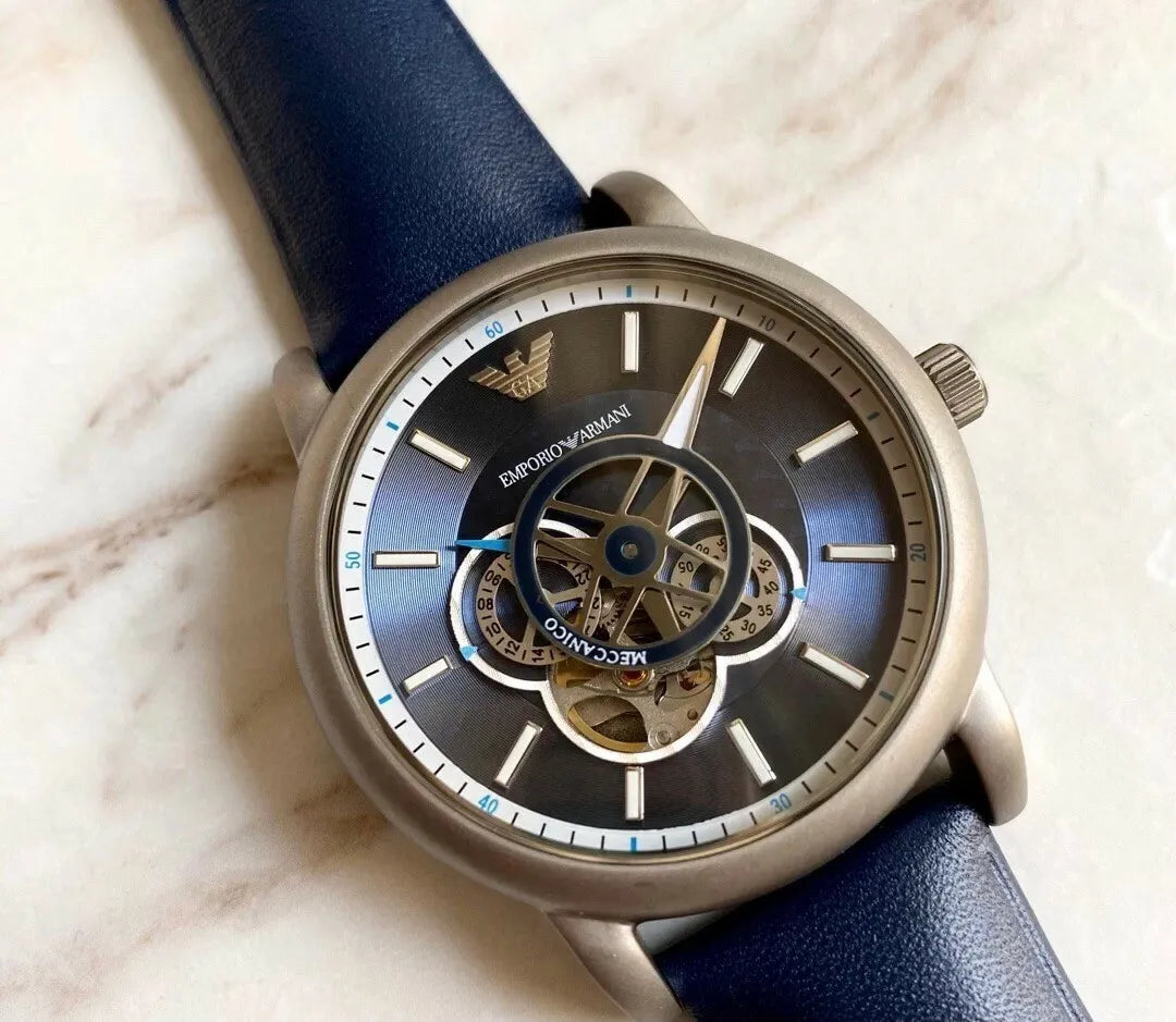  Shop Authentic Emporio Armani Luigi Chronograph Blue Dial Black Leather Strap Watch For Men - AR60011 - Luxxuri