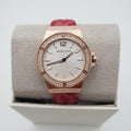  Shop Authentic Michael Kors Lennox Three Hand Silver Dial Red Leather Strap Watch For Women - MK7308 - Luxxuri