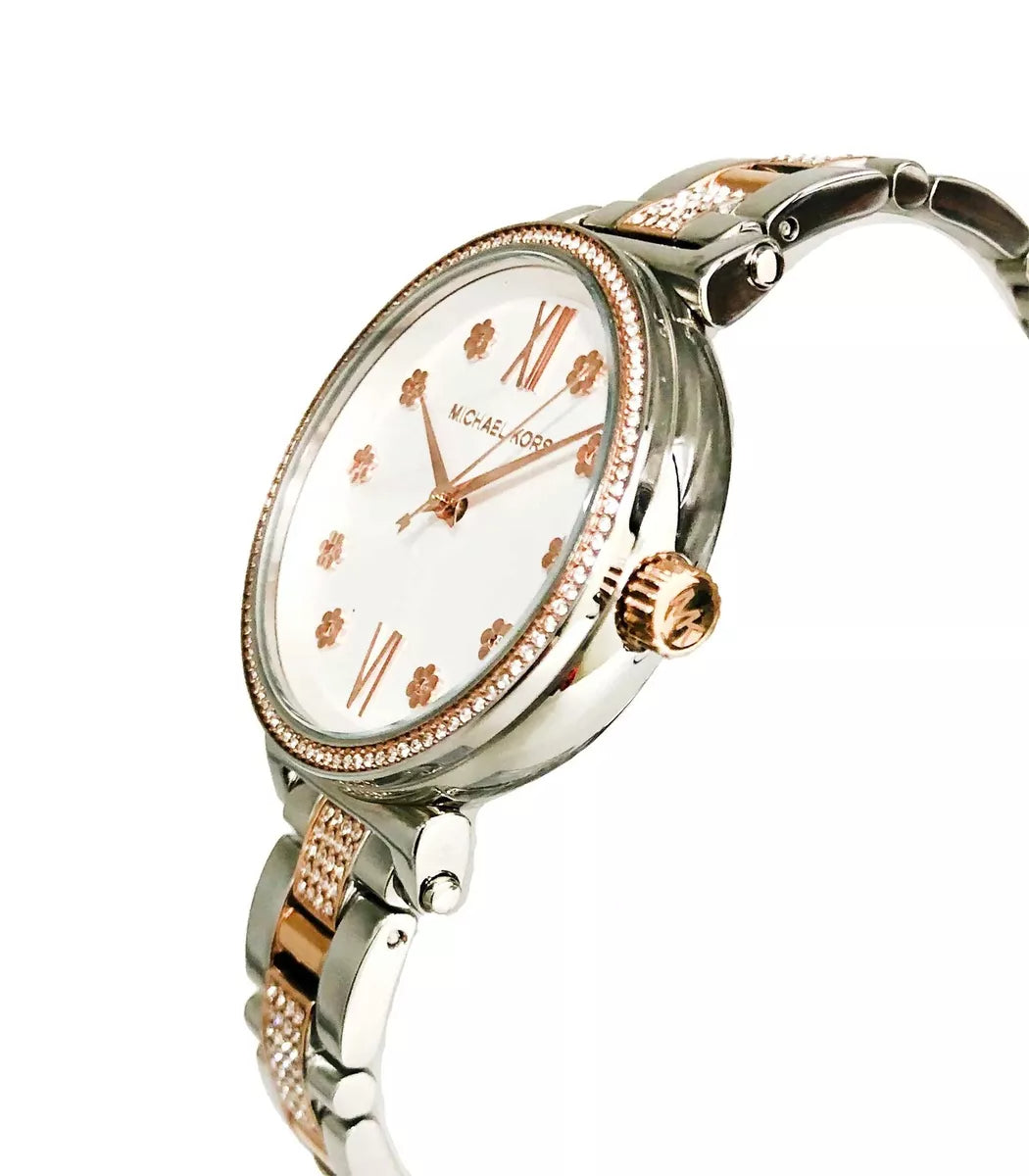  Shop Authentic Michael Kors Sophie Chronograph Silver Dial Two Tone Steel Strap Watch For Women - MK3880 - Luxxuri