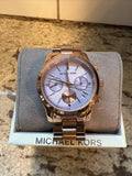  Shop Authentic Michael Kors Runway Chronograph Purple Dial Rose Gold Steel Strap Watch For Women - MK6163 - Luxxuri