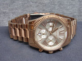  Shop Authentic Michael Kors Lexington Chronograph Grey Dial Rose Gold Steel Strap Watch For Women - MK7217 - Luxxuri