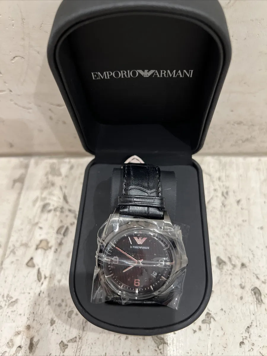  Shop Authentic Emporio Armani Franco Black Dial Black Leather Strap Watch For Men - AR0368 - Luxxuri