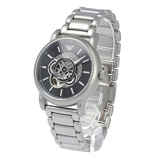  Shop Authentic Emporio Armani Meccanico Automatic Skeleton Black Dial Silver Steel Strap Watch For Men - AR60021 - Luxxuri