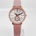  Shop Authentic Michael Kors Petite Portia Silver Dial Pink Rubber Strap Watch For Women - MK2735 - Luxxuri