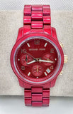  Shop Authentic Michael Kors Runway Analog Chronograph Red Dial Red Steel Strap Watch for Women - MK7436 - Luxxuri