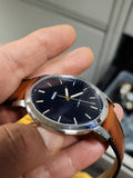  Shop Authentic Fossil Minimalist Blue Dial Brown Leather Strap Watch for Men - FS5304 - Luxxuri