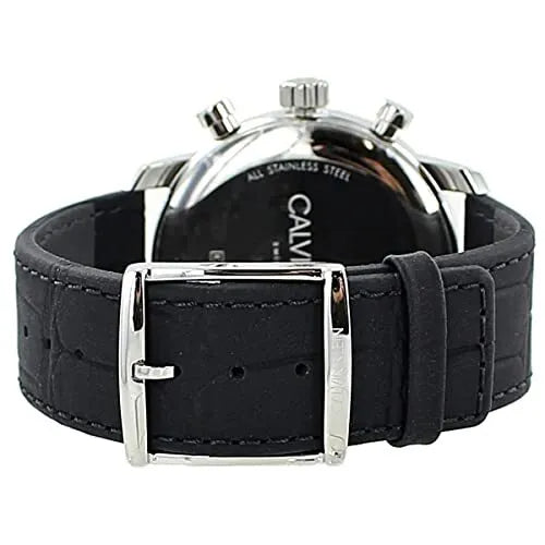  Shop Authentic Calvin Klein City Chronograph Black Dial Black Leather Strap Watch for Men - K2G271C3 - Luxxuri