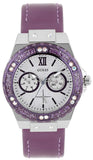  Shop Authentic Guess Limelight Quartz Silver Dial Purple Leather Strap Watch For Women - W0775L6 - Luxxuri