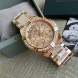  Shop Authentic Guess Frontier Chronograph Crystals Rose Gold Dial Rose Gold Steel Strap Watch for Men - W0799G3 - Luxxuri
