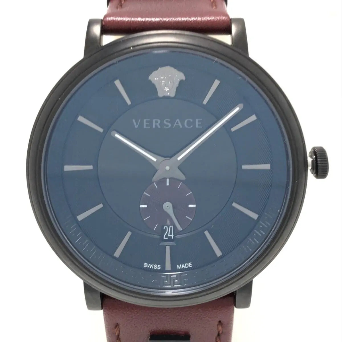  Shop Authentic Versace V-Circle Manifesto Black Dial Maroon Leather Strap Watch for Men - VBQ040017 - Luxxuri