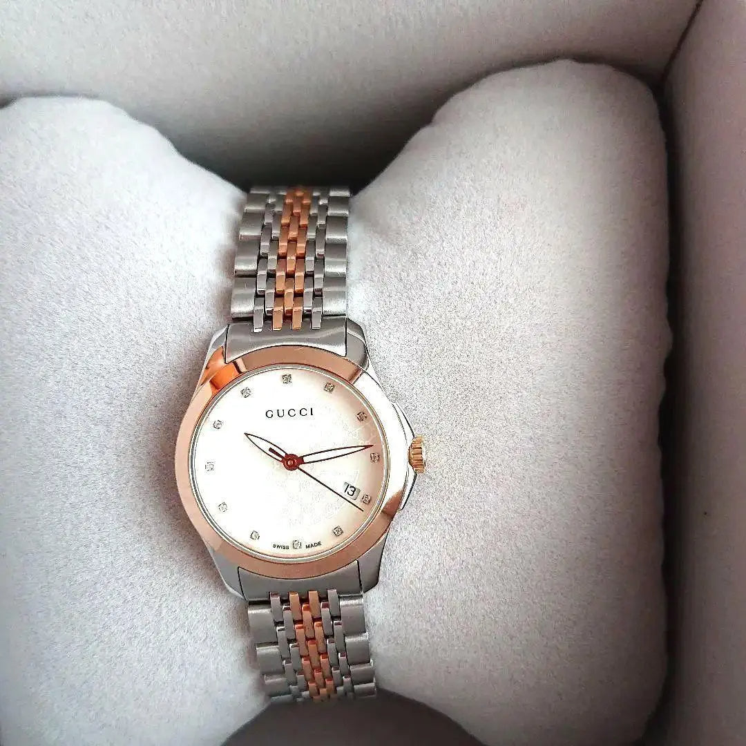 Shop Authentic Gucci G Timeless Diamonds Mother of Pearl Dial Two Tone Mesh Bracelet Watch For Women - YA126514 - Luxxuri