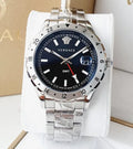  Shop Authentic Versace Hellenyium GMT Black Dial Silver Steel Strap Watch for Men - V11020015 - Luxxuri