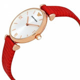  Shop Authentic Emporio Armani Gianni T Bar Silver Dial Red Leather Strap Watch For Women - AR1876 - Luxxuri
