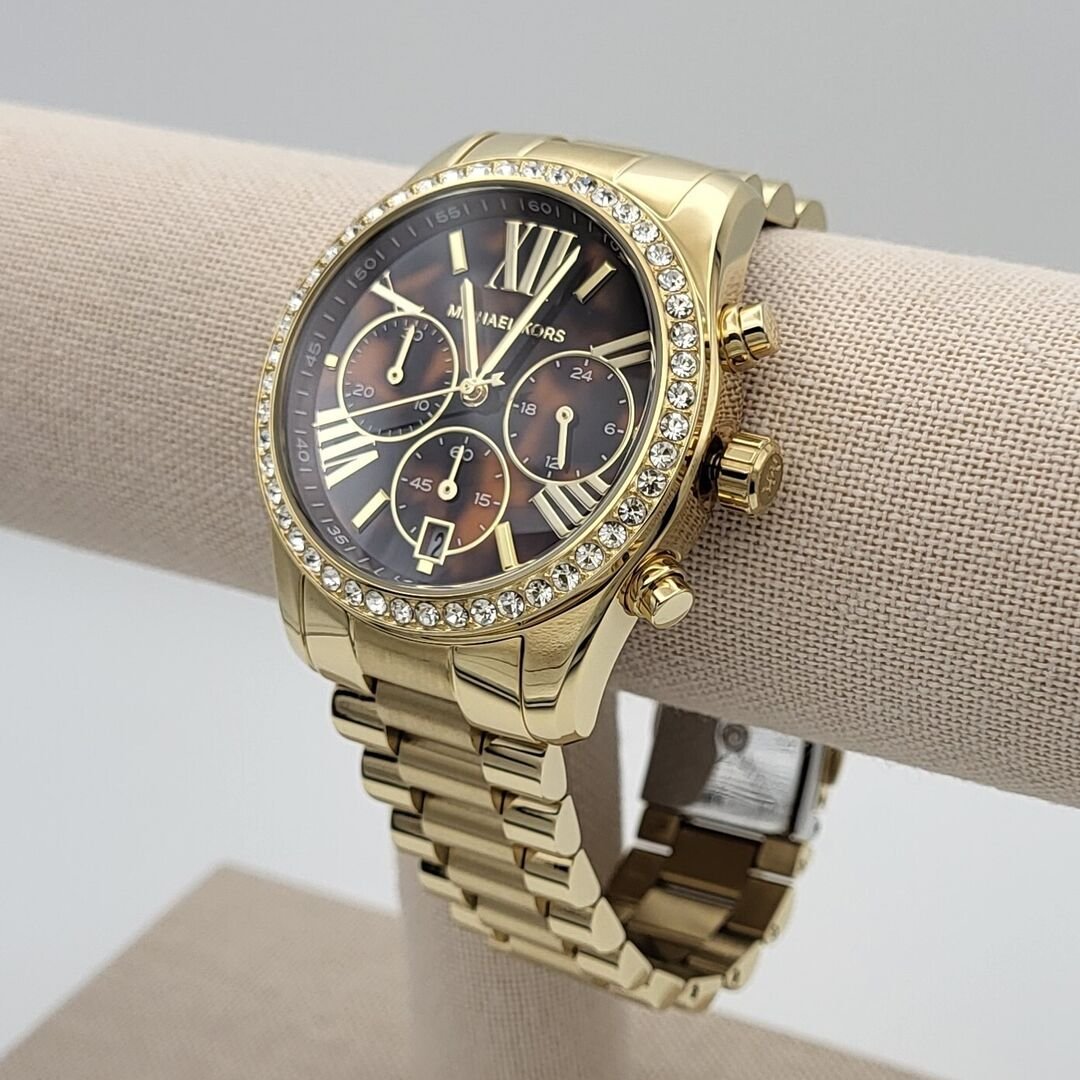  Shop Authentic Michael Kors Lexington Chronograph Brown Dial Gold Steel Strap Watch For Women - MK7276 - Luxxuri