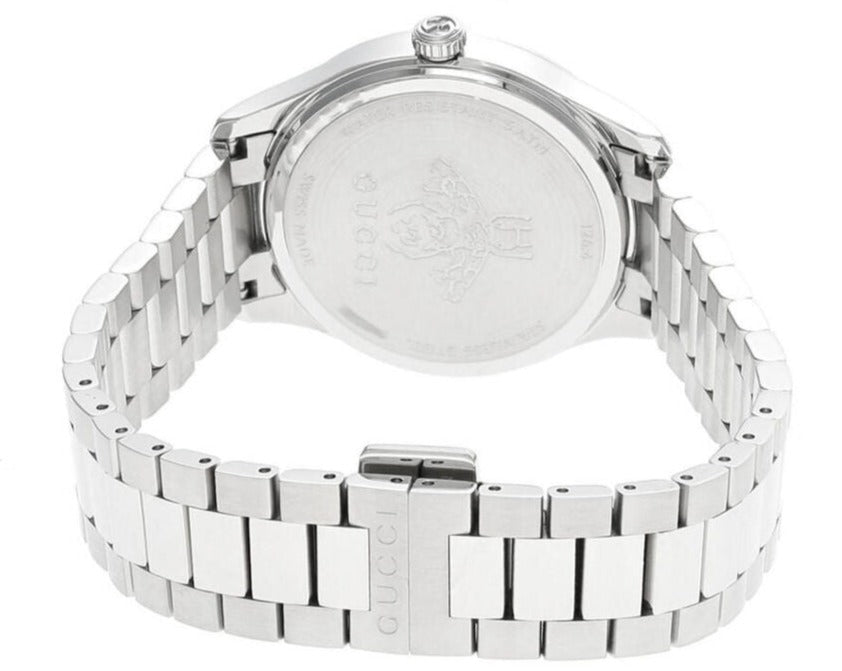  Shop Authentic Gucci G Timeless Quartz Black Dial Silver Steel Strap Watch for Women - YA1265034 - Luxxuri