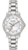  Shop Authentic Bulova Crystal Collection Mother of Pearl Dial Silver Steel Strap Watch for Women - 98L232 - Luxxuri