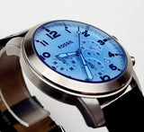  Shop Authentic Fossil Pilot Chronograph Sky Blue Dial Black Leather Strap Watch for Men - FS5162 - Luxxuri