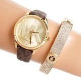  Shop Authentic Michael Kors Jaycie Three Hand Gold Dial Brown Leather Strap Watch for Women - MK2862 - Luxxuri