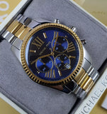  Shop Authentic Michael Kors Lexington Chronograph Blue Dial Two Tone Steel Strap Watch For Women - MK7218 - Luxxuri