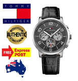  Shop Authentic Tommy Hilfiger Keagan Quartz Grey Dial Black Leather Strap Watch for Men - 1791289 - Luxxuri