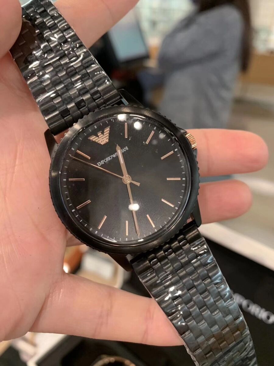 Emporio Armani Interchangeable Black Dial Black Steel Strap Watch For Men - AR80021