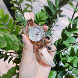  Shop Authentic Emporio Armani Chiara Quartz Crystals White Dial Rose Gold Leather Strap Watch For Women - AR7437 - Luxxuri