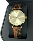  Shop Authentic Emporio Armani Gianni T Bar Beige Dial Brown Leather Strap Watch For Women - AR1883 - Luxxuri