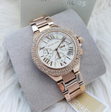  Shop Authentic Michael Kors Camille Chronograph White Dial Rose Gold Steel Strap Watch For Women - MK6995 - Luxxuri